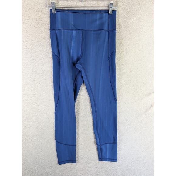 Lululemon Leggings Womens Sz 8 Utility Blue In Movement 7/8 Tight Everlux Gym - Picture 1 of 16